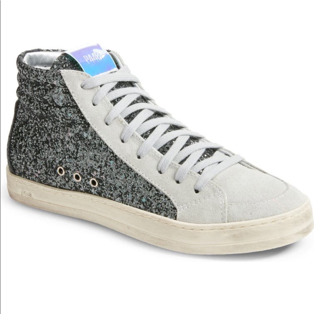 P448 skate glitter high top sneakers size 38, 7.5